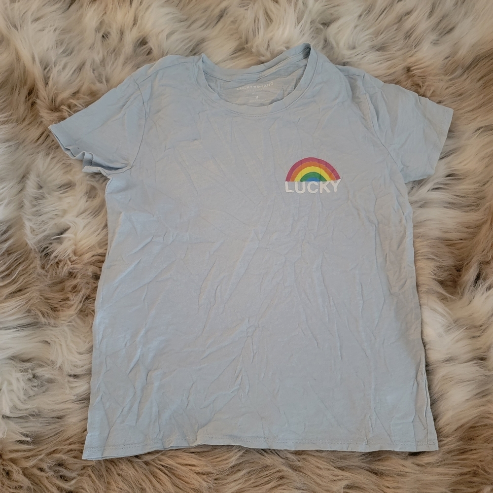 Lucky Brand Classic Graphic Crew Neck T-Shirt Blue